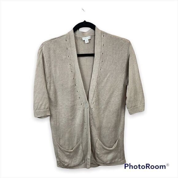 J. Jill Love Linen Knit Cardigan in Beige, size XS - VGUC - Picture 4 of 14